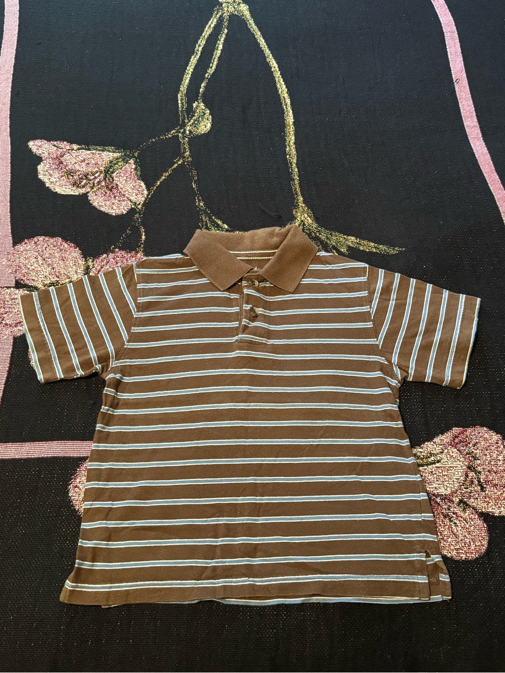 The Childrens Place Brown Blue Striped Polo Shirt Size XS Boys